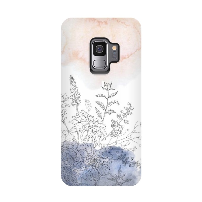 Galaxy S9 StrongFit Ink Blush Flower Meadow  by  Utart