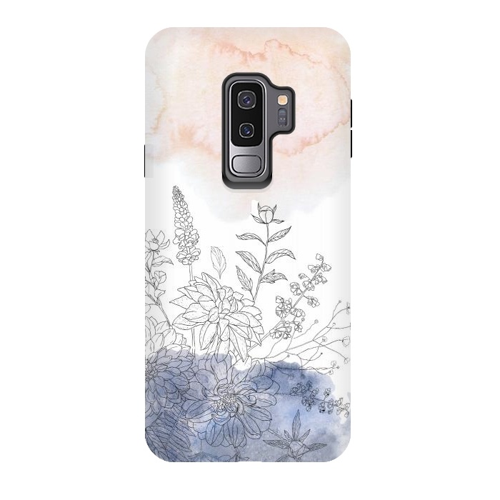 Galaxy S9 plus StrongFit Ink Blush Flower Meadow  by  Utart