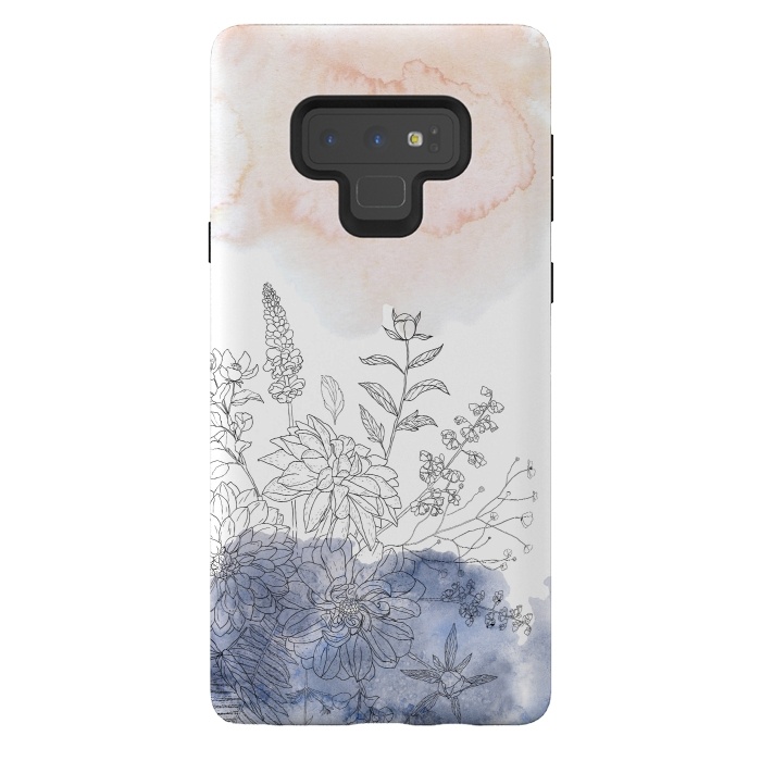 Galaxy Note 9 StrongFit Ink Blush Flower Meadow  by  Utart