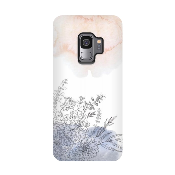 Galaxy S9 StrongFit Ink Blush Flower Meadow  I by  Utart