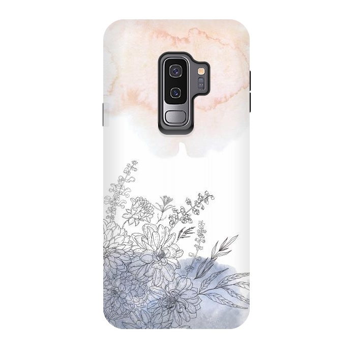 Galaxy S9 plus StrongFit Ink Blush Flower Meadow  I by  Utart