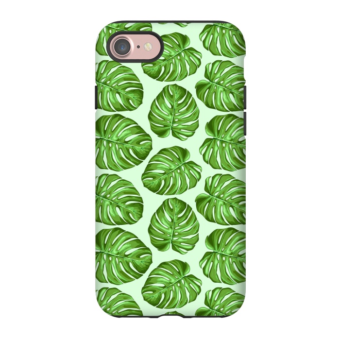 iPhone 7 StrongFit Monstera Tropical Leaves Seamless Textile Patten  by BluedarkArt