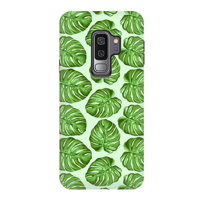 Galaxy S9 plus StrongFit Monstera Tropical Leaves Seamless Textile Patten  by BluedarkArt
