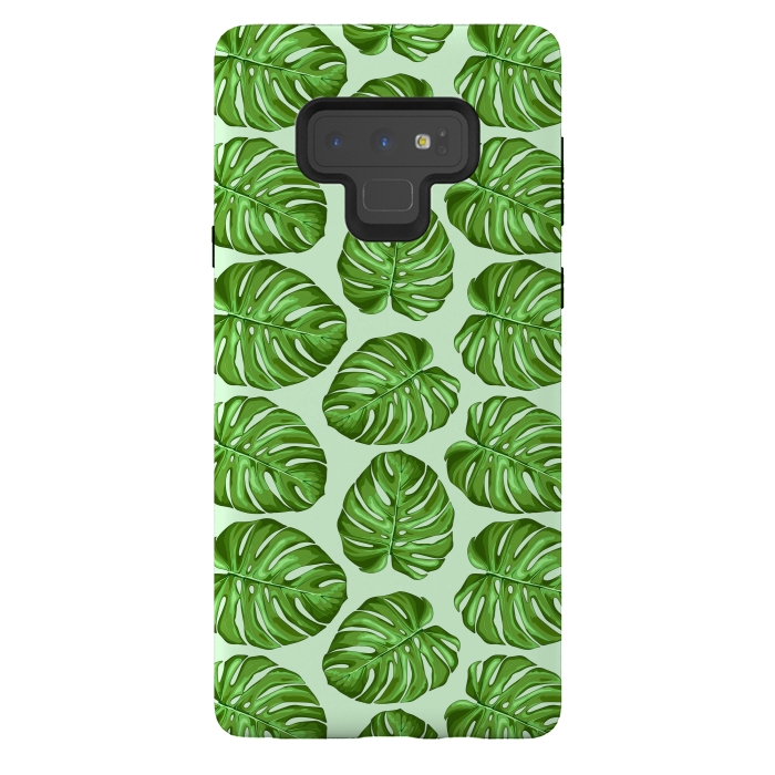 Galaxy Note 9 StrongFit Monstera Tropical Leaves Seamless Textile Patten  by BluedarkArt