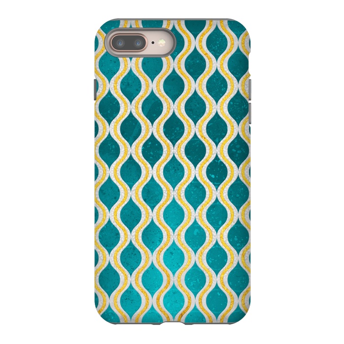 iPhone 7 plus StrongFit Gold - Turquoise pattern I by Art Design Works