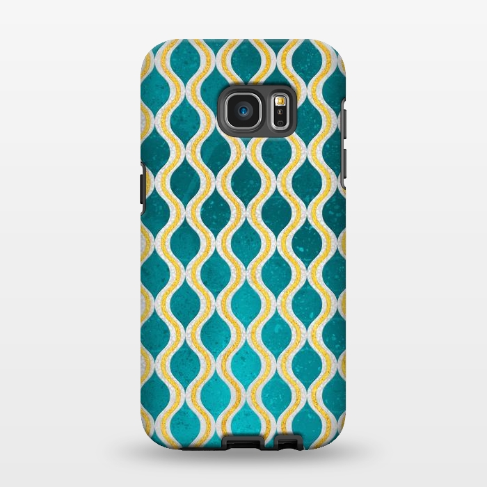 Galaxy S7 EDGE StrongFit Gold - Turquoise pattern I by Art Design Works