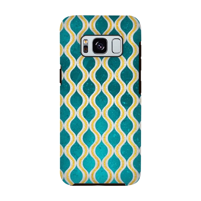 Galaxy S8 StrongFit Gold - Turquoise pattern I by Art Design Works