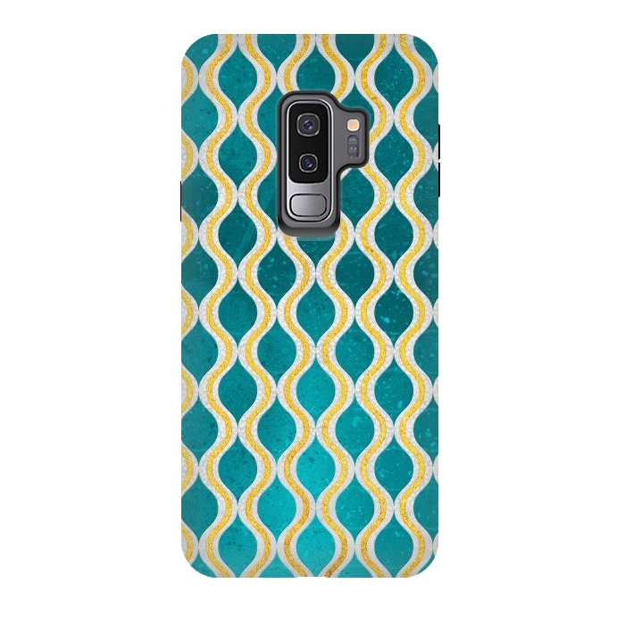 Galaxy S9 plus StrongFit Gold - Turquoise pattern I by Art Design Works