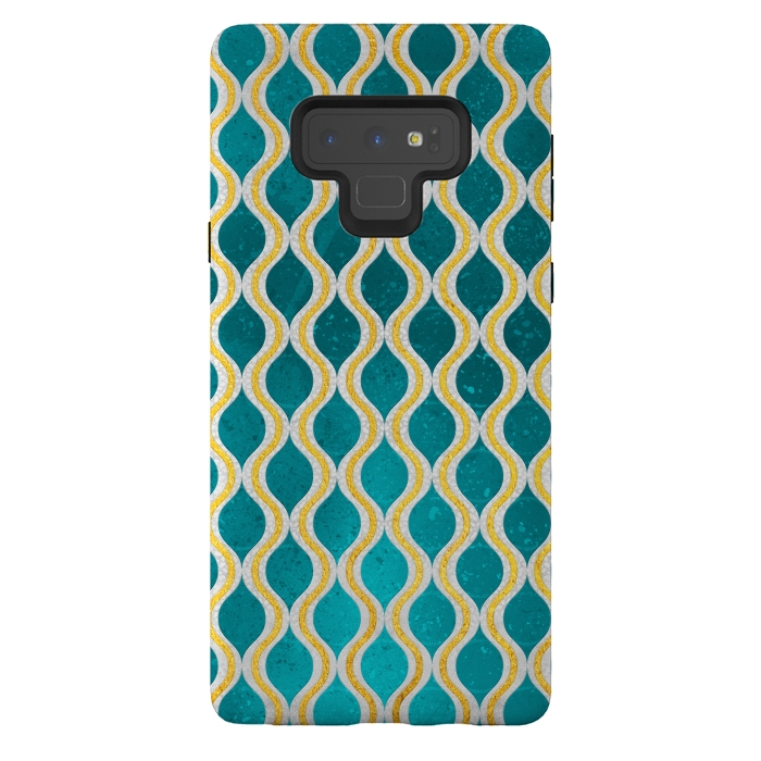 Galaxy Note 9 StrongFit Gold - Turquoise pattern I by Art Design Works