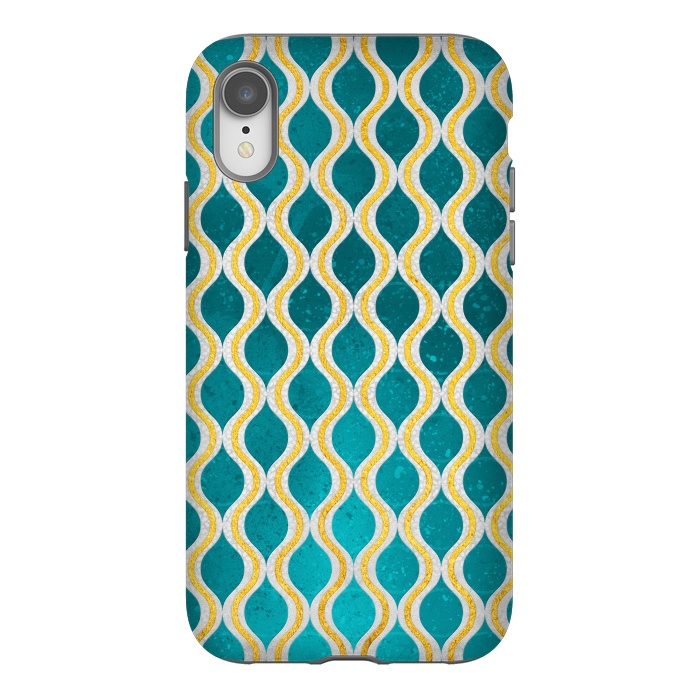 iPhone Xr StrongFit Gold - Turquoise pattern I by Art Design Works