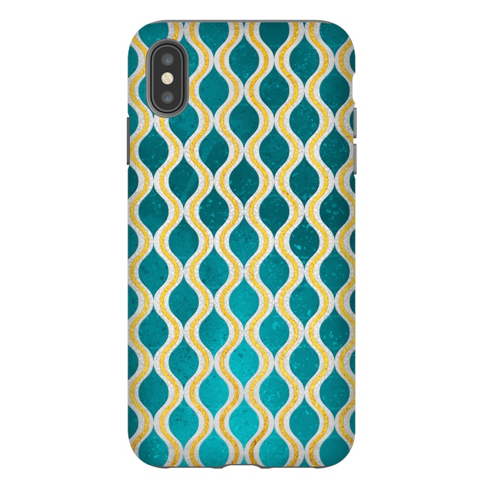 iPhone Xs Max StrongFit Gold - Turquoise pattern I by Art Design Works
