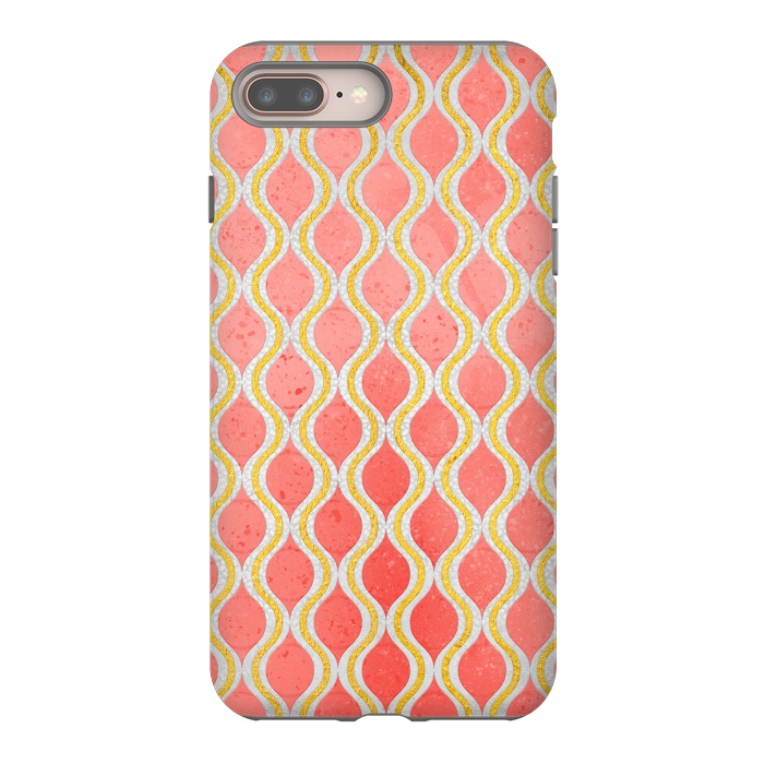 iPhone 7 plus StrongFit Gold - Living Coral Pattern I by Art Design Works