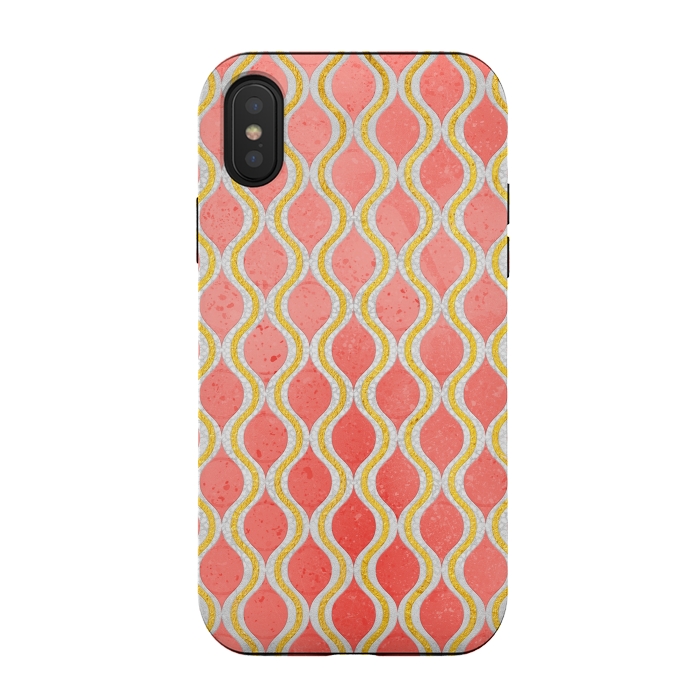 iPhone Xs / X StrongFit Gold - Living Coral Pattern I by Art Design Works