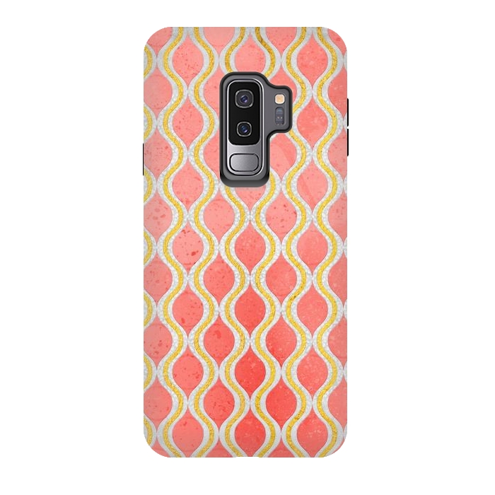 Galaxy S9 plus StrongFit Gold - Living Coral Pattern I by Art Design Works