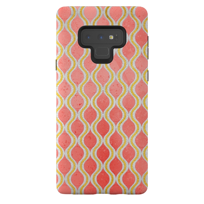 Galaxy Note 9 StrongFit Gold - Living Coral Pattern I by Art Design Works