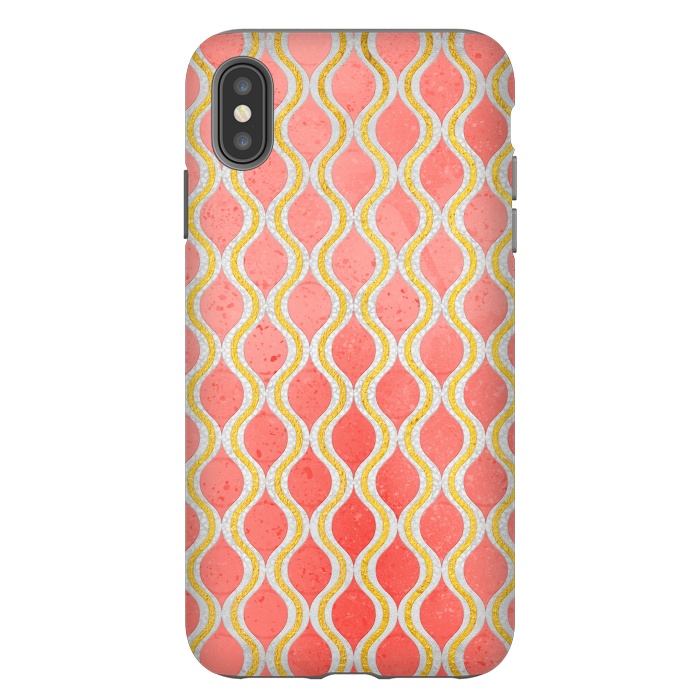 iPhone Xs Max StrongFit Gold - Living Coral Pattern I by Art Design Works