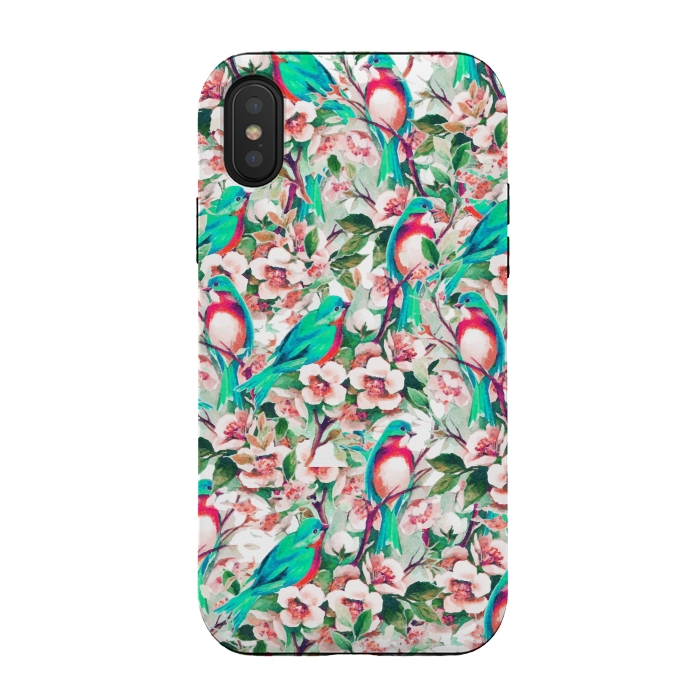 iPhone Xs / X StrongFit Birds & Flowers by Uma Prabhakar Gokhale