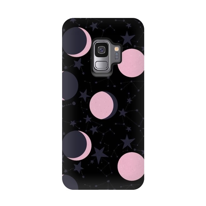 Galaxy S9 StrongFit Pink moons on blue by  Utart