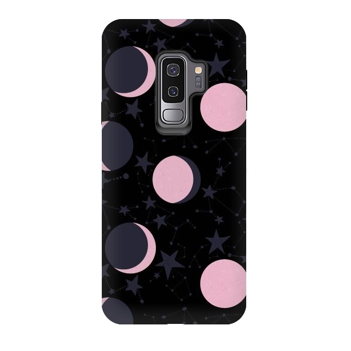 Galaxy S9 plus StrongFit Pink moons on blue by  Utart