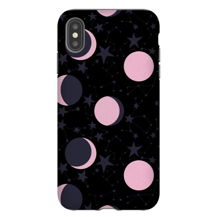 iPhone Xs Max StrongFit Pink moons on blue by  Utart