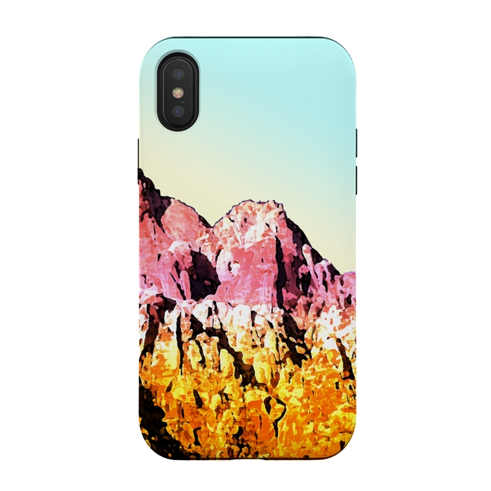 iPhone Xs / X StrongFit Gold and Pink Mountain by Creativeaxle
