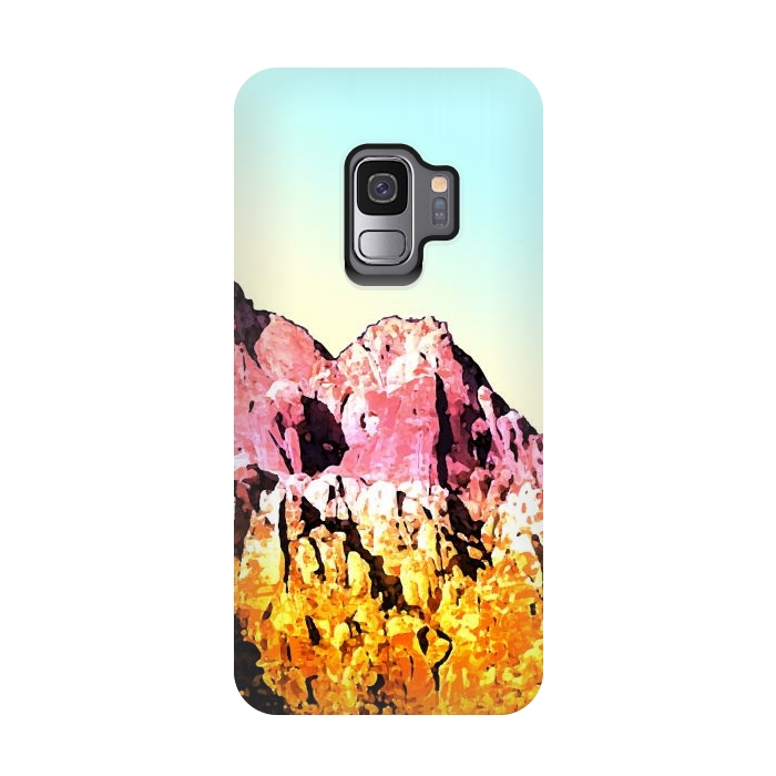 Galaxy S9 StrongFit Gold and Pink Mountain by Creativeaxle