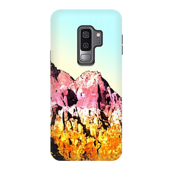 Galaxy S9 plus StrongFit Gold and Pink Mountain by Creativeaxle
