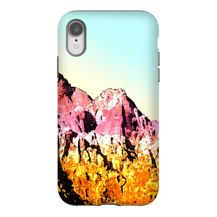 iPhone Xr StrongFit Gold and Pink Mountain by Creativeaxle