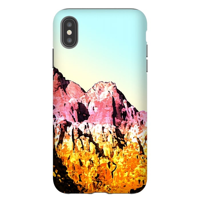 iPhone Xs Max StrongFit Gold and Pink Mountain by Creativeaxle