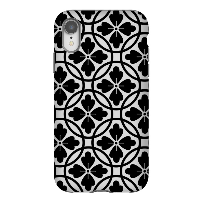 iPhone Xr StrongFit black floral pattern by MALLIKA