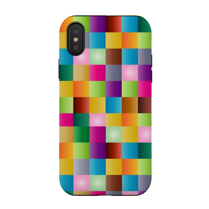 iPhone Xs / X StrongFit multi colour squares by MALLIKA
