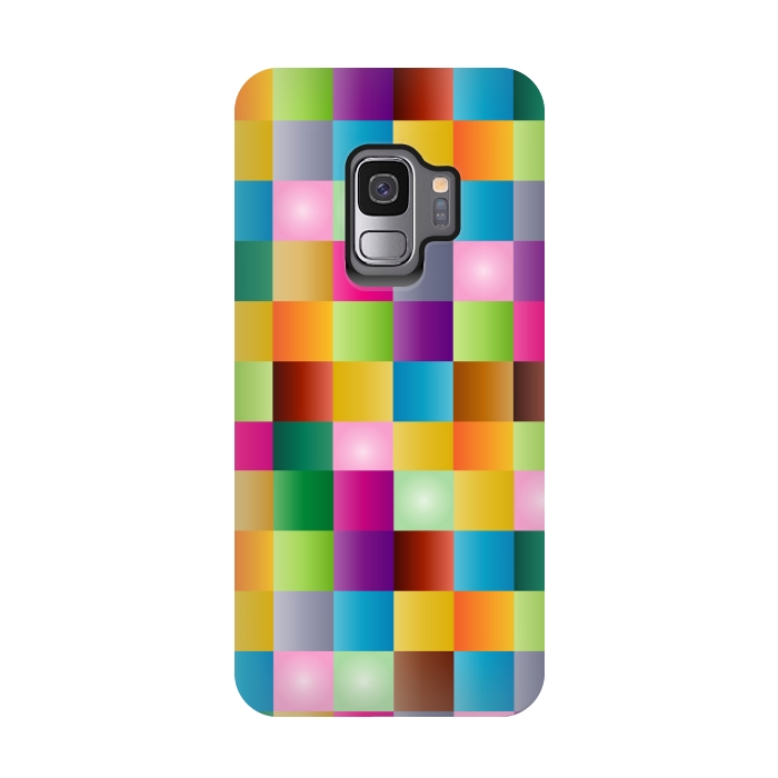 Galaxy S9 StrongFit multi colour squares by MALLIKA