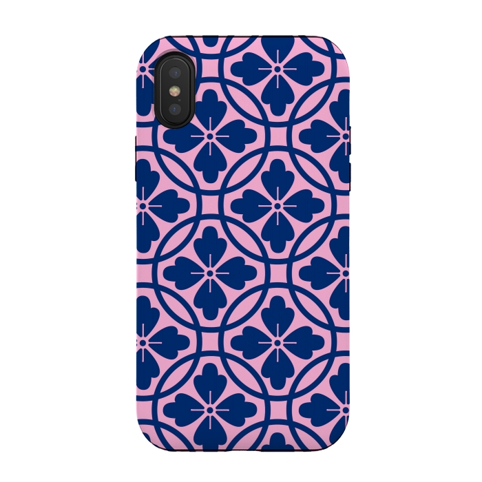iPhone Xs / X StrongFit blue pink floral pattern 2 by MALLIKA