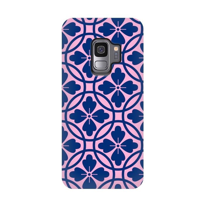 Galaxy S9 StrongFit blue pink floral pattern 2 by MALLIKA