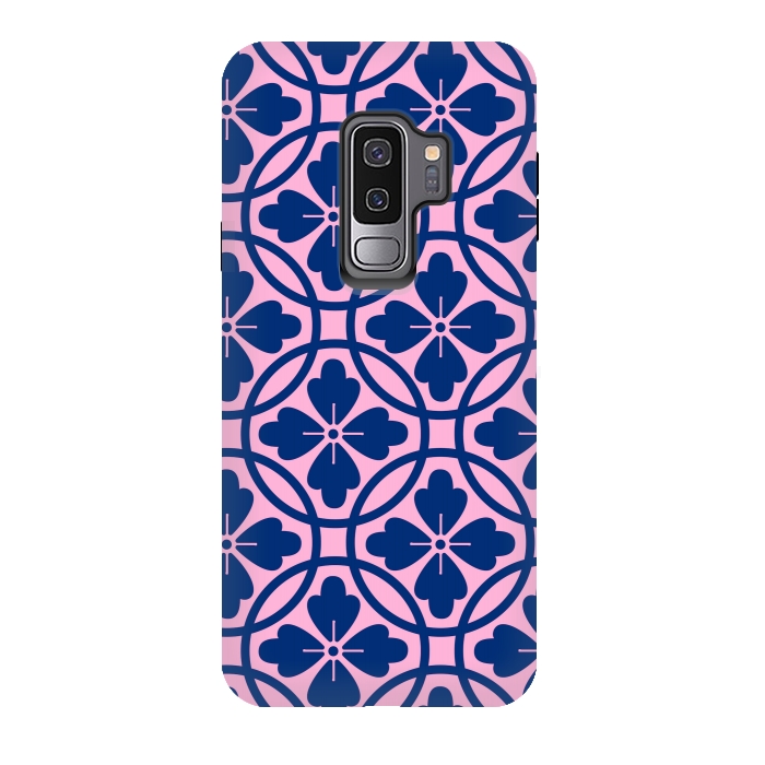 Galaxy S9 plus StrongFit blue pink floral pattern 2 by MALLIKA