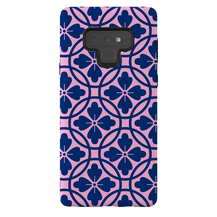 Galaxy Note 9 StrongFit blue pink floral pattern 2 by MALLIKA