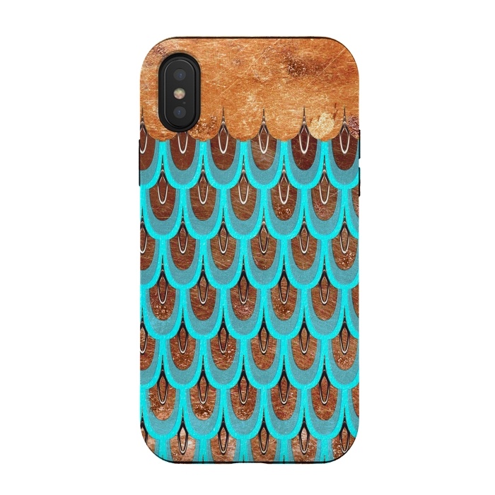 iPhone Xs / X StrongFit Copper and Teal Mermaid Scales by  Utart