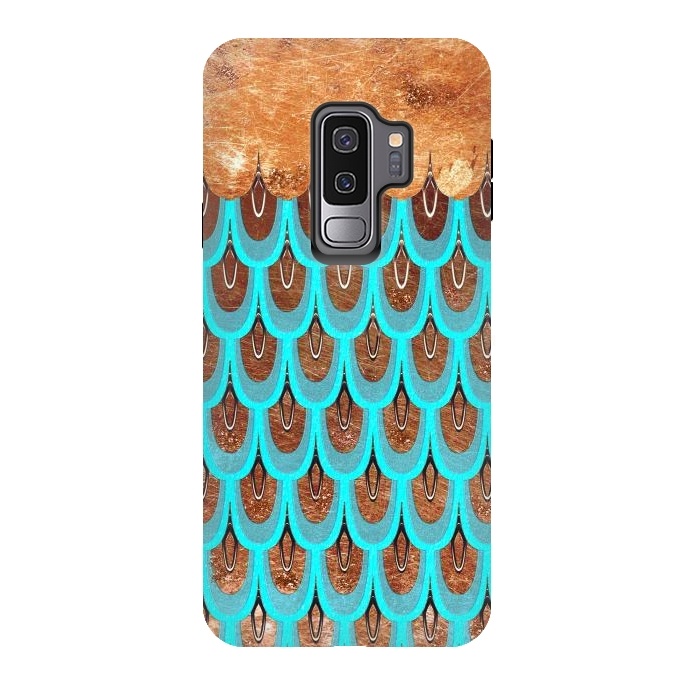 Galaxy S9 plus StrongFit Copper and Teal Mermaid Scales by  Utart
