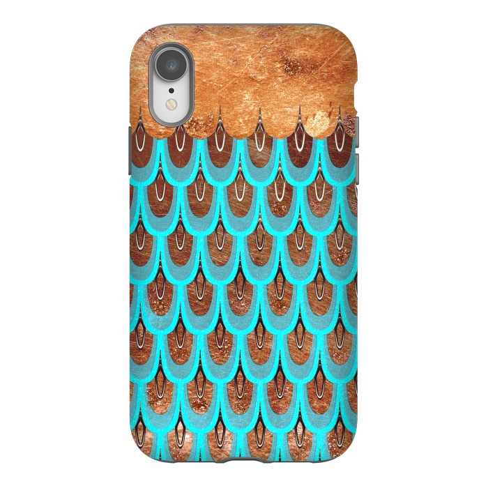 iPhone Xr StrongFit Copper and Teal Mermaid Scales by  Utart