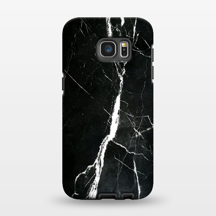 Galaxy S7 EDGE StrongFit Elegant black marble with white cracks by Oana 