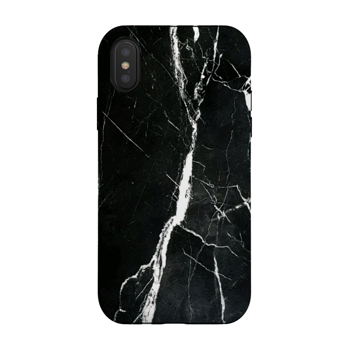 iPhone Xs / X StrongFit Elegant black marble with white cracks by Oana 