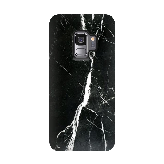 Galaxy S9 StrongFit Elegant black marble with white cracks by Oana 