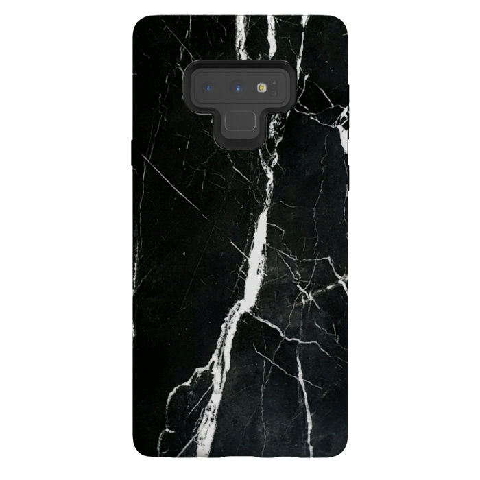 Galaxy Note 9 StrongFit Elegant black marble with white cracks by Oana 