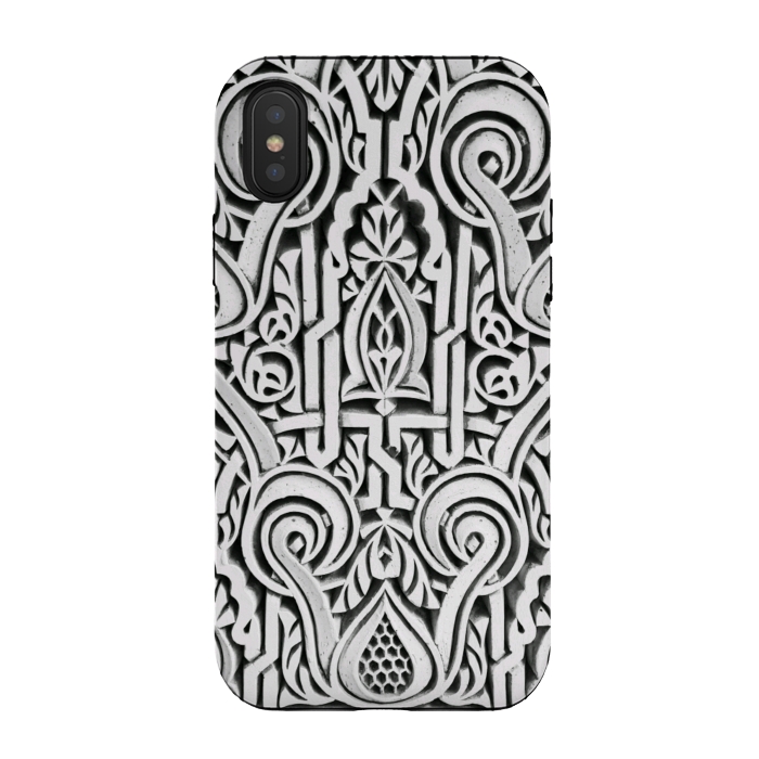 iPhone Xs / X StrongFit Intricate architectural botanical ornaments black and white by Oana 