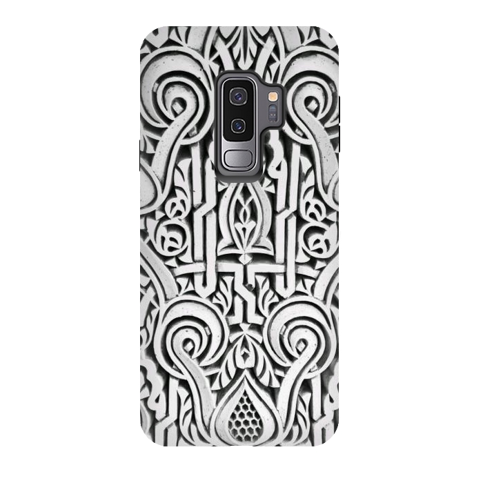 Galaxy S9 plus StrongFit Intricate architectural botanical ornaments black and white by Oana 