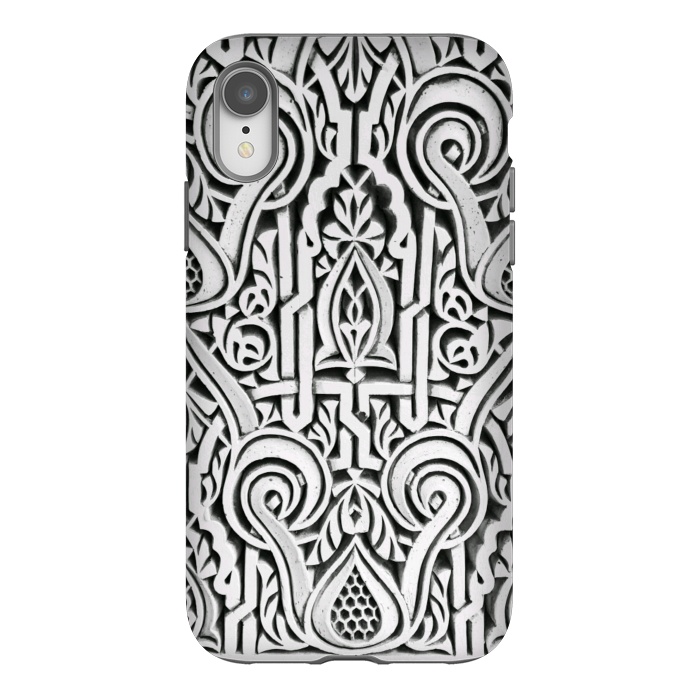 iPhone Xr StrongFit Intricate architectural botanical ornaments black and white by Oana 