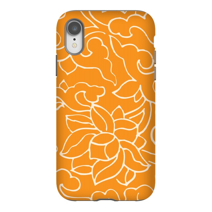 iPhone Xr StrongFit ORANGE FLORAL PATTERN by MALLIKA