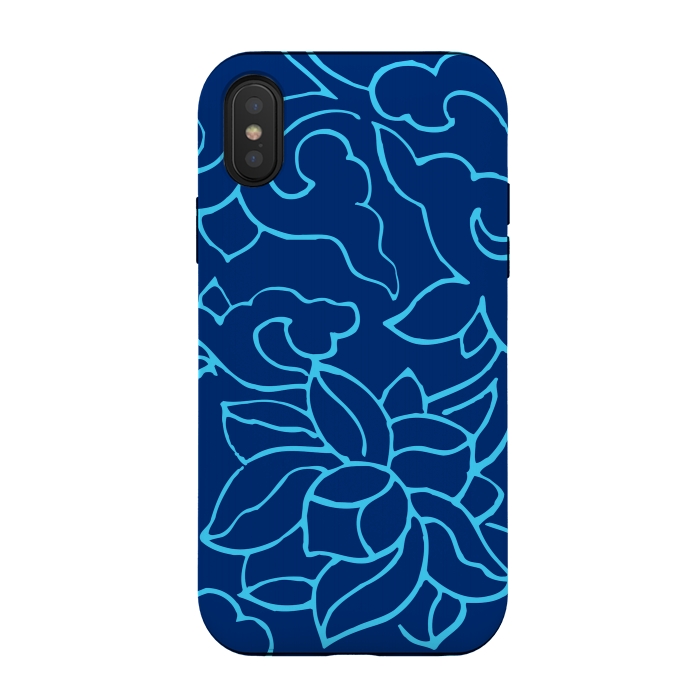 iPhone Xs / X StrongFit BLUE FLORAL PATTERN 3 by MALLIKA