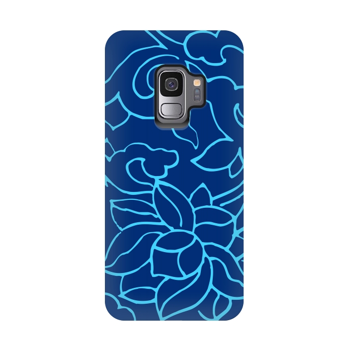 Galaxy S9 StrongFit BLUE FLORAL PATTERN 3 by MALLIKA