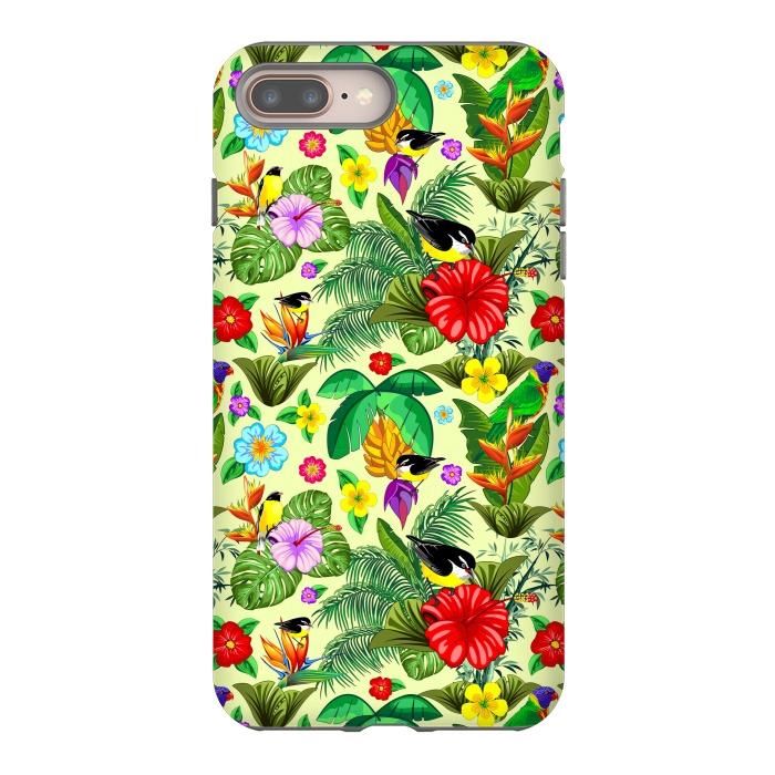 iPhone 7 plus StrongFit Birds and Nature Floral Exotic Seamless Pattern by BluedarkArt